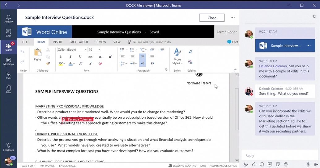 Colaborando en un documento de Microsoft Word